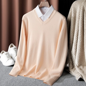 Herren V-Ausschnitt Pullover Lagenlook Design Langarm Slim Fit Strickpullover Casual Business Stil Tops