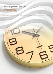 Detail of the electroplated gold ABS plastic frame and modern quartz clock finish