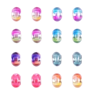 Close-up of 16 gradient crystal beads in a 4x4 grid for DIY charm bracelet making