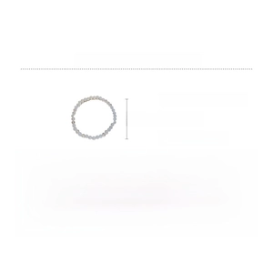Detail view of natural white crystal beaded bracelet with size and weight specifications