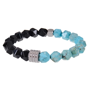 Bracelet En Pierres Naturelles Facettées Obsidienne Turquoise Oeil De Tigre Entretoises En Acier Inoxydable Bijoux Élastiques Hommes Femmes