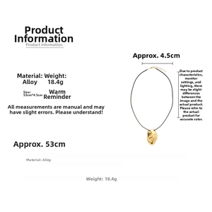 Detailed specs of gold irregular heart necklace weighing 18.4g with 53cm chain length