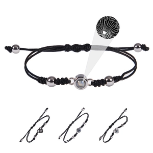Bracelet De Projection Je T'aime En Plusieurs Langues Corde Tressée Réglable Charme Coeur En Alliage Pour Couples