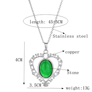 Spécifications de taille pour collier pendentif coeur turquoise et chaîne acier