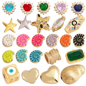 DIY Jewelry Making Charms Alloy Enamel Zirconia Heart Star Shell Evil Eye Beads For Bracelet Necklace Accessories