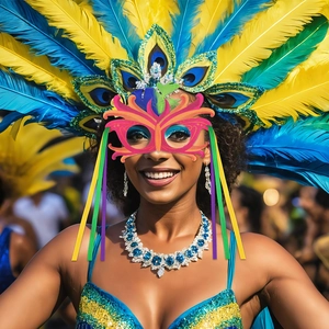 Masque de carnaval avec plumes colorées et glands pour célébrations festives et soirées