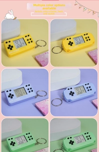 Mini console per videogiochi Tetris portatili con portachiavi in vari colori macaron