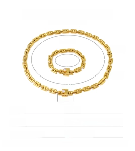 Detailed size parameters for 18K gold-plated stainless steel chain necklace and bracelet