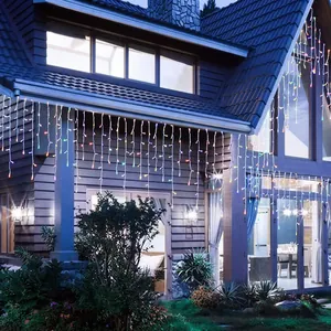 LED Icicle Lights Waterproof Outdoor Curtain String Light Holiday Christmas Party Decoration Eaves Window Plastic Lighting