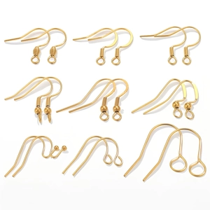 Stainless Steel Earring Hooks Real Gold Plated French Ear Hooks With Bead And Spring DIY Jewelry Making Accessories