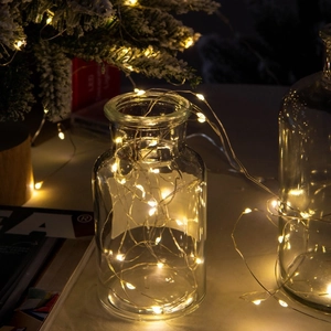Warm white LED copper wire fairy lights in glass jar for Christmas tree home decoration