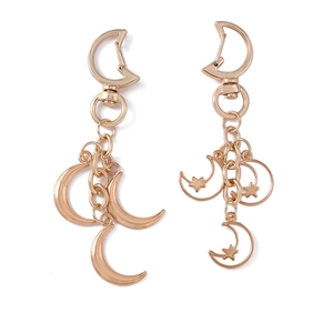 Creative rose gold crescent moon and star alloy keychains for stylish backpack accessories
