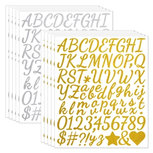 Glitter alphabet sticker set in gold and silver finish for graduation cap DIY decoration