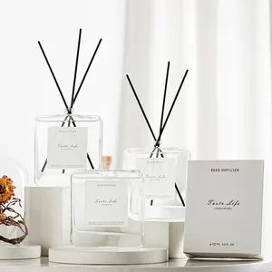 Reed Diffuser Set Square Glass Bottle Home Fragrance Essential Oil With Fiber Sticks Minimalist Room Decor Aroma