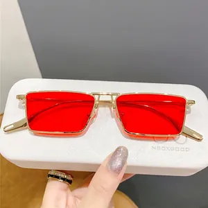 Retro Square Sunglasses Metal Frame Punk Rock Industrial Style UV Protection Eyewear Unisex