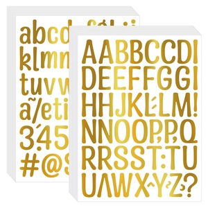 Detail of 1-inch gold foil letter and number stickers for DIY cup decorations
