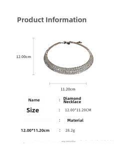 Technical drawing showing 12cm diameter measurements of a diamond choker necklace