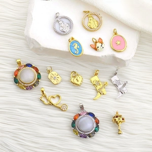 Trendy Copper Pendants Charms With Zirconia Enamel Colorful Gemstones For DIY Necklace Bracelet Making Variety Styles