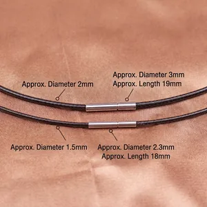 Black waxed cord necklace with stainless steel bayonet clasp in 1.5mm and 2mm sizes
