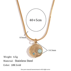 18K gold plated stainless steel celestial compass necklace with blue birthstones