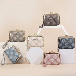 Quilted mini wallets for women with kiss-lock and zipper in six various colors