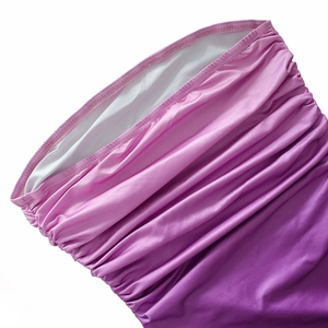 Detail of pink purple gradient dress showing pleated silk-like fabric and texture