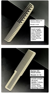 Close-up of heat-resistant hair combs with scale markings and precise tooth spacing