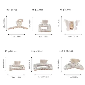 Elegant acetate hair claws with rhinestones in various sizes and shapes for hair styling