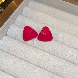 Boucles D'oreilles Géométriques En Triangle Avec Tige En Argent Sterling 925 Alliage Rouge Rose Minimaliste Femme