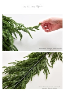 Detailed view of flexible Norfolk pine garland with soft PE texture and wire binding