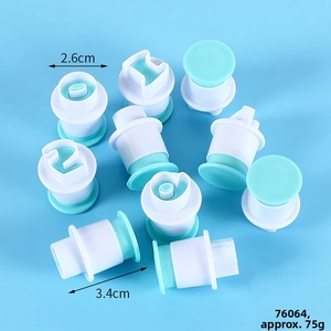 Detail view of 10-piece cookie stamp set with 2.6cm diameter and 3.4cm height