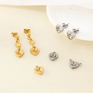 Heart Shape Stainless Steel DIY Earring Stud Bases And Pendants Connectors For Jewelry Making Polished Blank Findings