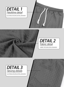Détail du tissu gaufré jacquard pour hommes avec taille à cordon et poches latérales