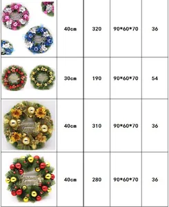 Size chart showing 30cm and 40cm Christmas wreath dimensions and shipping specifications