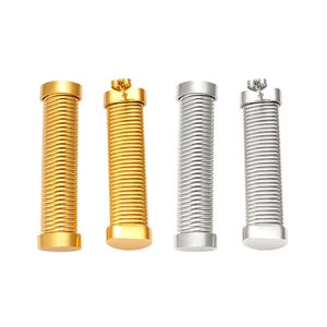 Fashionable 18K gold and silver stainless steel screw earrings on a clean white background