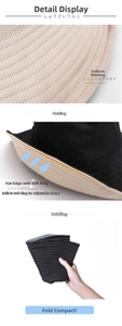 Dettaglio di un cappello da sole pieghevole con cuciture precise, design bicolore e tessuto traspirante