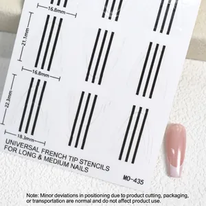 French manicure guide stickers with black guidelines for precision nail styling