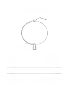 Specifications of silver S925 chain bracelet with 15+3cm length and lock pendant detail