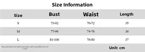 Tableau détaillé des tailles pour crop top en dentelle incluant buste, taille et longueur