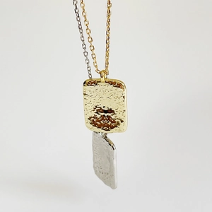 Minimalist 925 silver irregular lava pendant necklaces in gold and silver finish