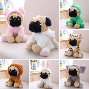 Pug Plush Dog Toy Soft Stuffed Animal With Animal Costume Dress Up Cute Puppy Doll Desktop Decor Gift For Kids