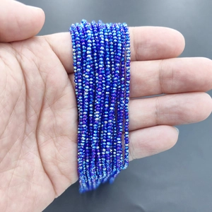 Strands of 2mm blue electroplated crystal glass beads with faceted sparkle