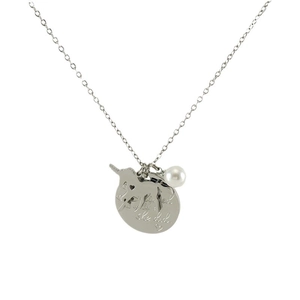 Collier licorne en argent avec perle et gravure inspirante she believed she could so she did