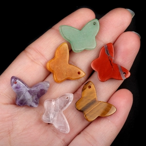 Natural crystal agate butterfly pendants in six colors for DIY necklace and jewelry making