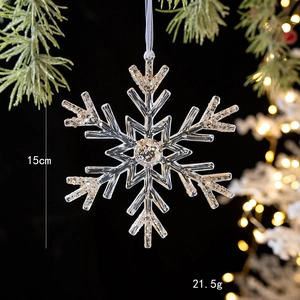 Detail of 15cm acrylic snowflake ornament with silver glitter for Christmas tree decor