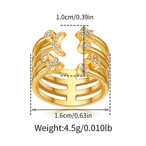 Technical dimensions of gold bow ring with measurements of diameter and weight