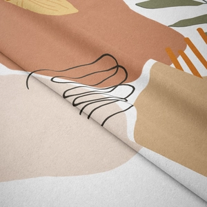 Detailed macro shot of bohemian tapestry fabric showing thick woven texture and earthy tones