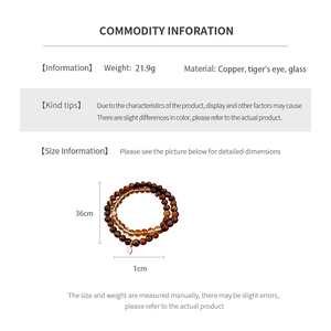Scheda tecnica del bracciale con perle occhio di tigre da 36 cm e grani da 1 cm