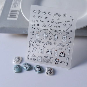 Autocollants À Ongles En Relief 5D Japonais Mignon Dessin Animé Animal Panda Lapin Étanche Autocollant Décalcomanies