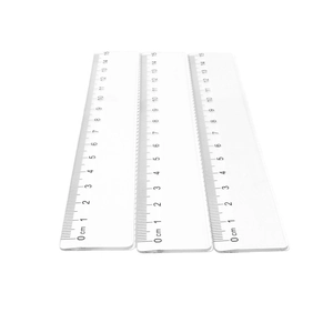 Three-piece set of transparent 15cm plastic wave rulers with clear metric scales